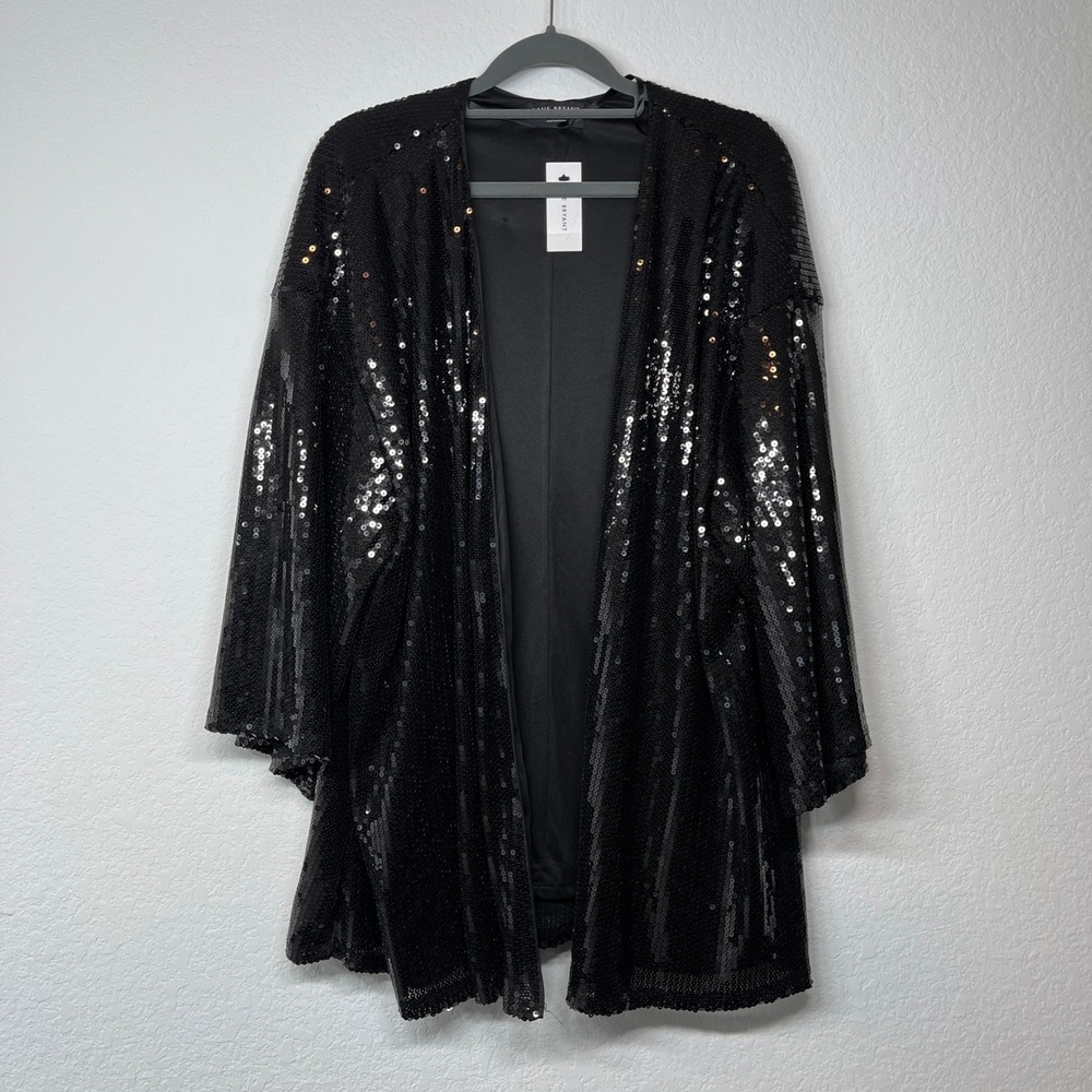Lane Bryant Black Sequin Kimono Cardigan Size 22/24 New With Tags Glam Y2K